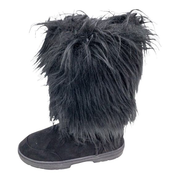 Nature Breeze Black Tibet Drape Long Fur Accent Boots 10 Women's - Picture 4 of 10